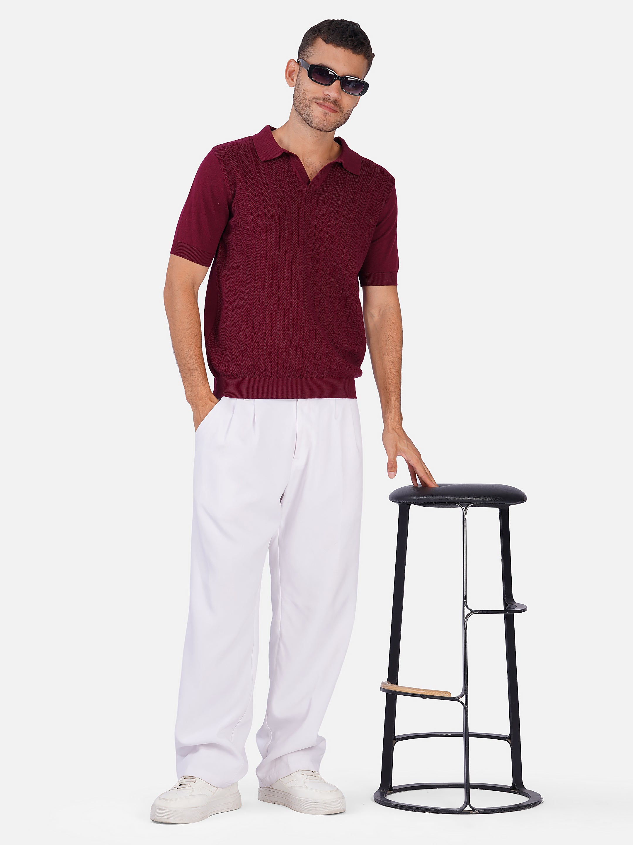 Wavy Purl Textured Polo