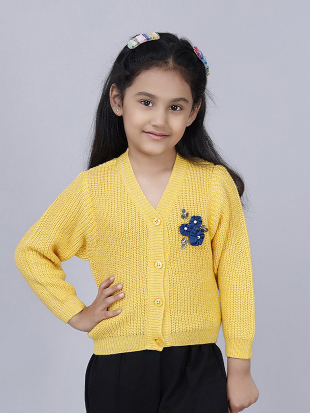 YELLOW SHIMMER CARDI