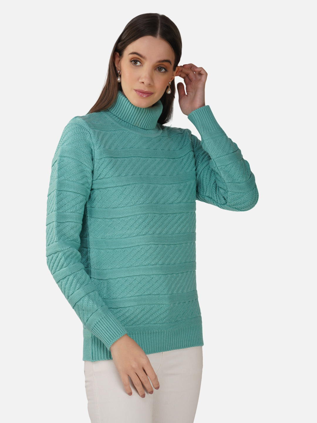 Aqua High Neck Sweater