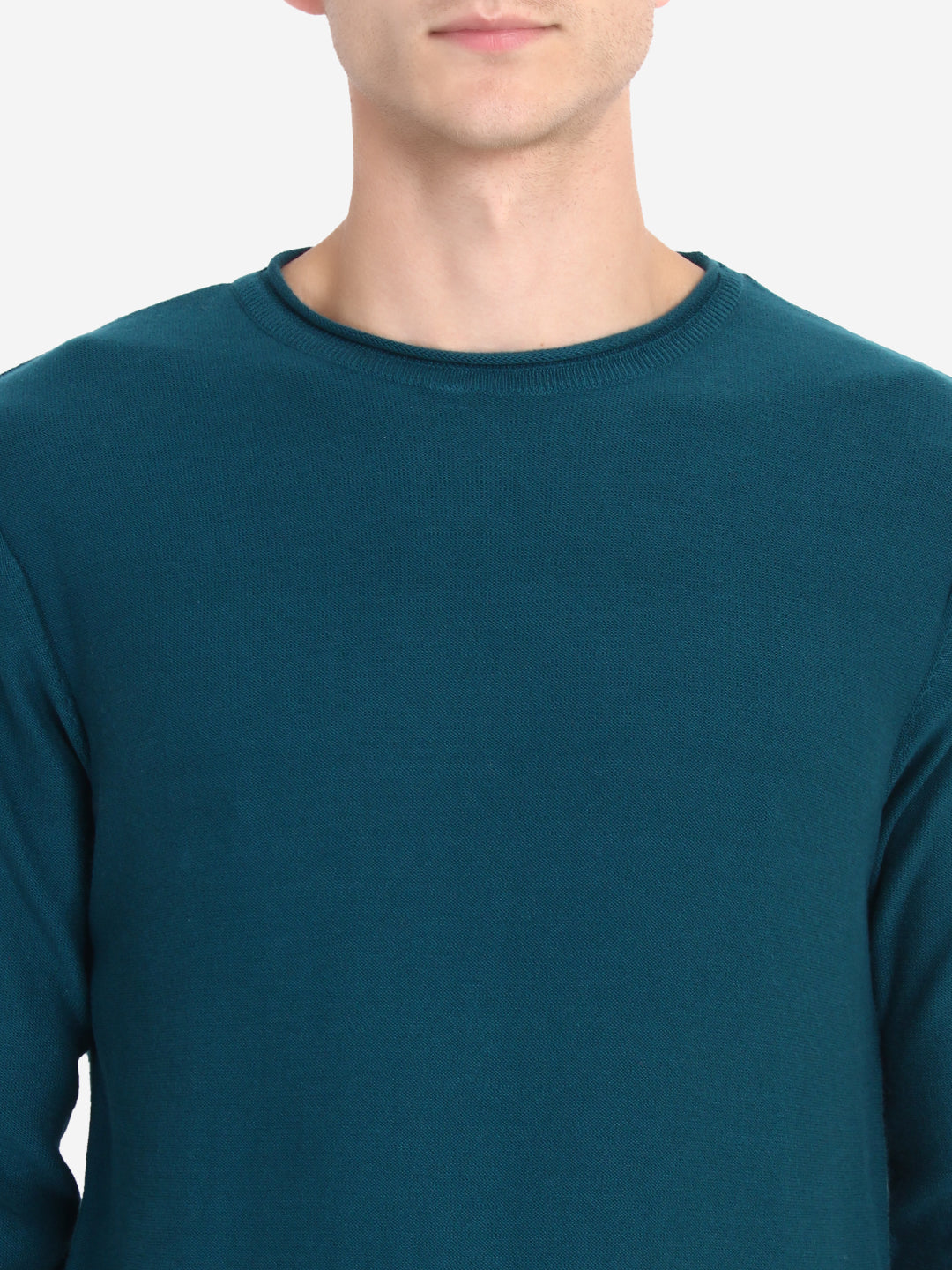 Men Solid Emerald Pullover