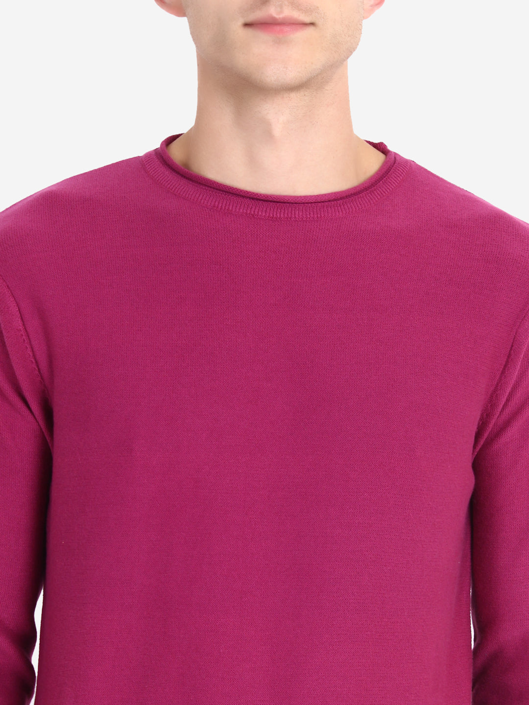 Men Solid Purple Pullover