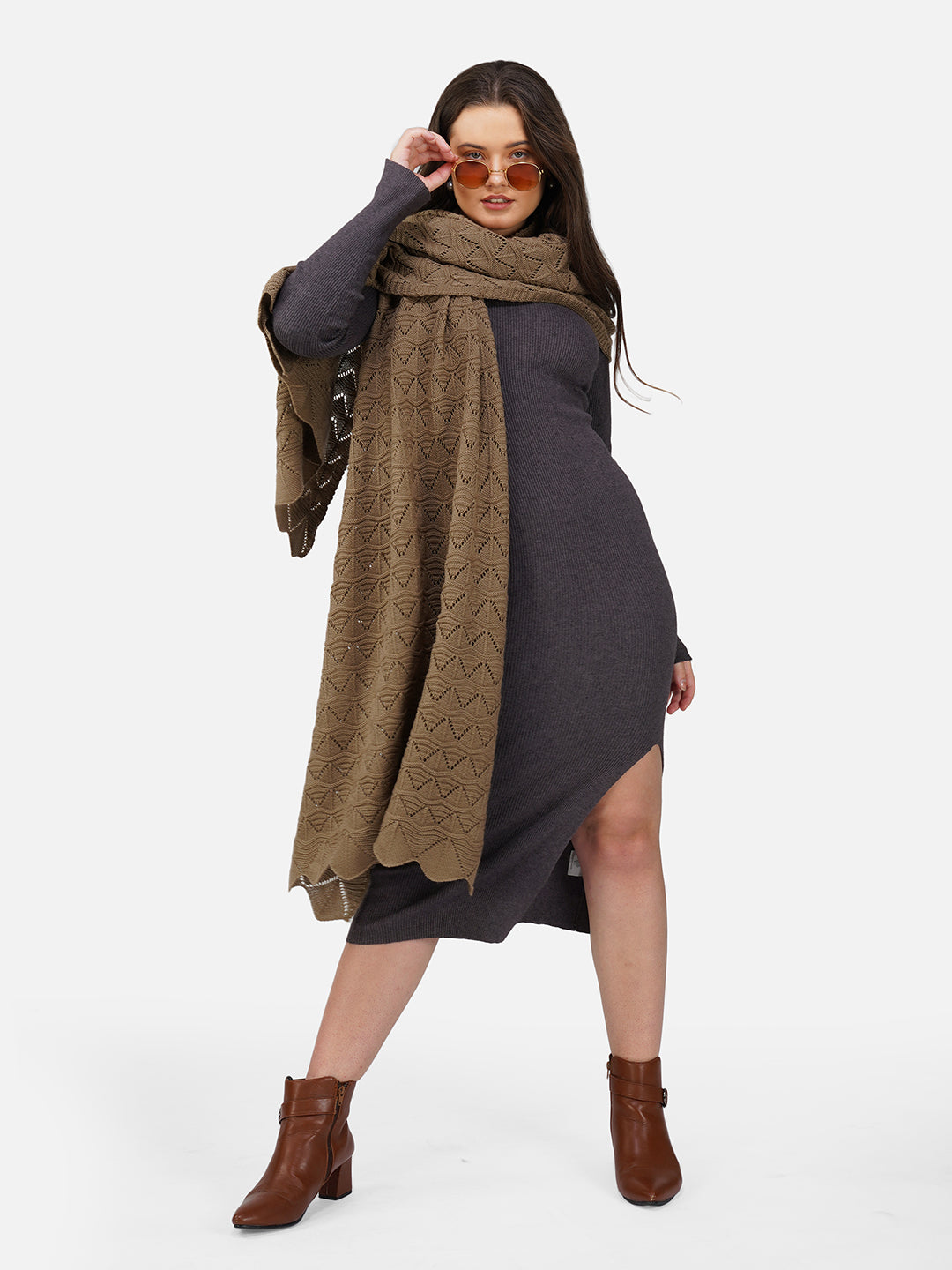 Sandalwood Pointelle Shawl