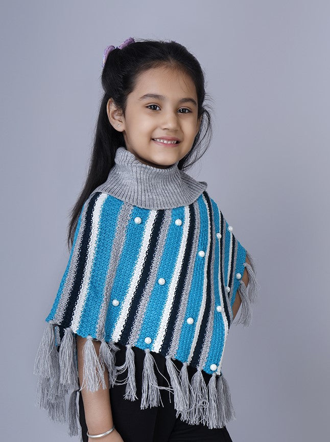 GREY KALEIDOSCOPIC PONCHO