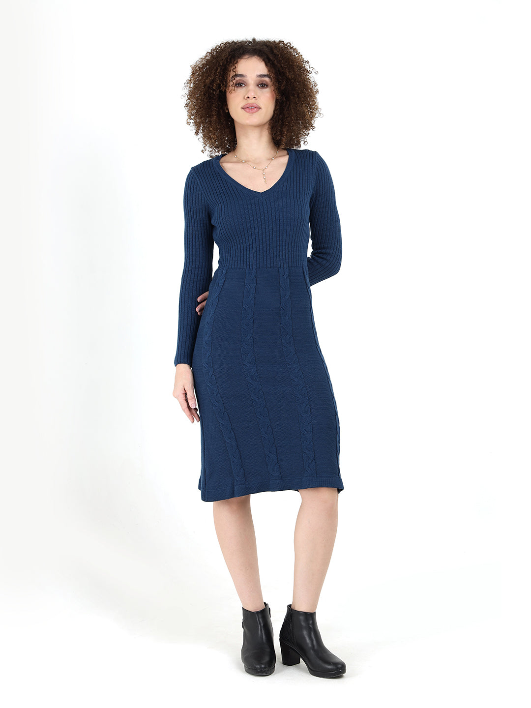 German Blue Cable Skirt Dress