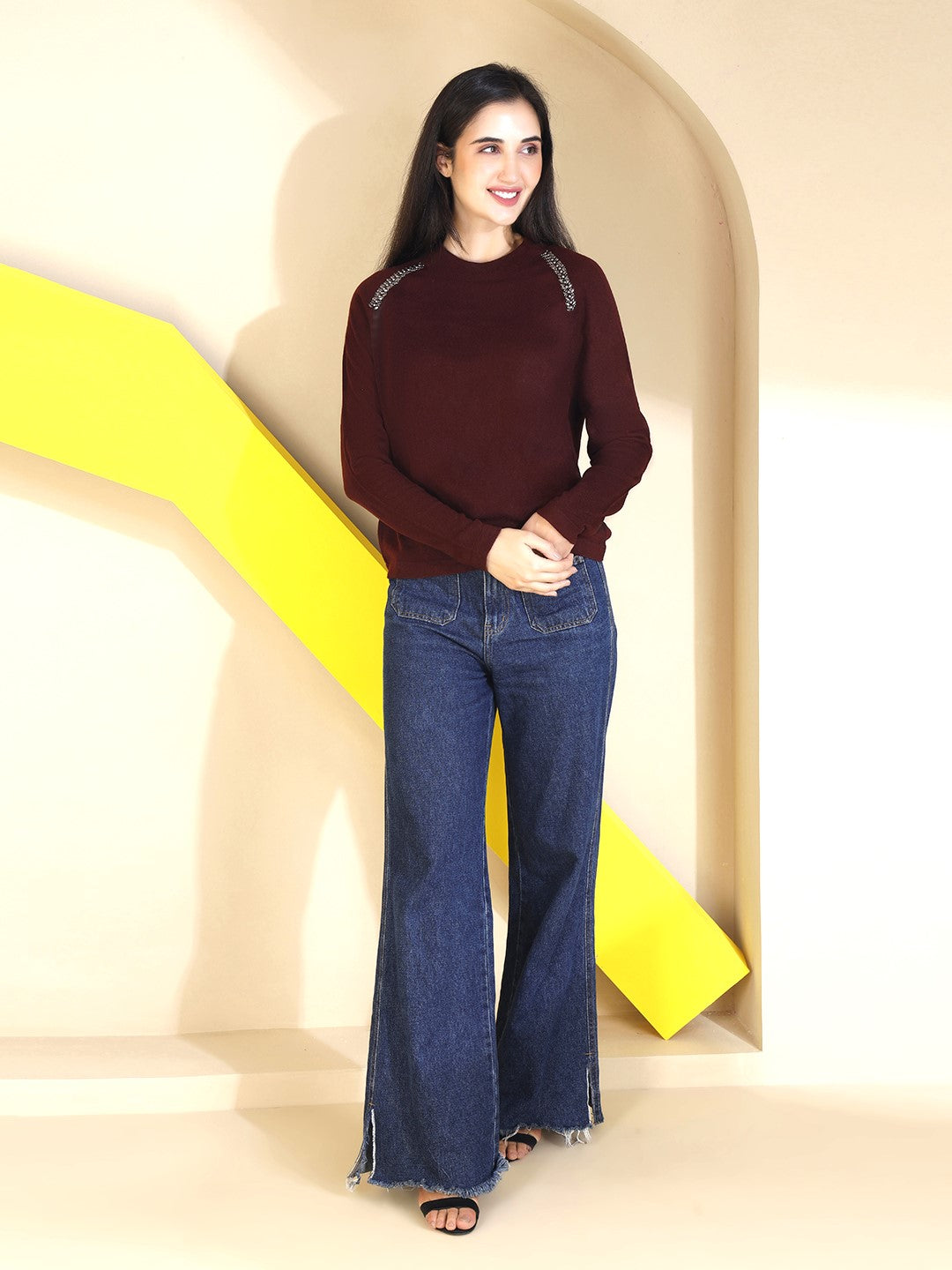 Wine Petra Sequin Jumper