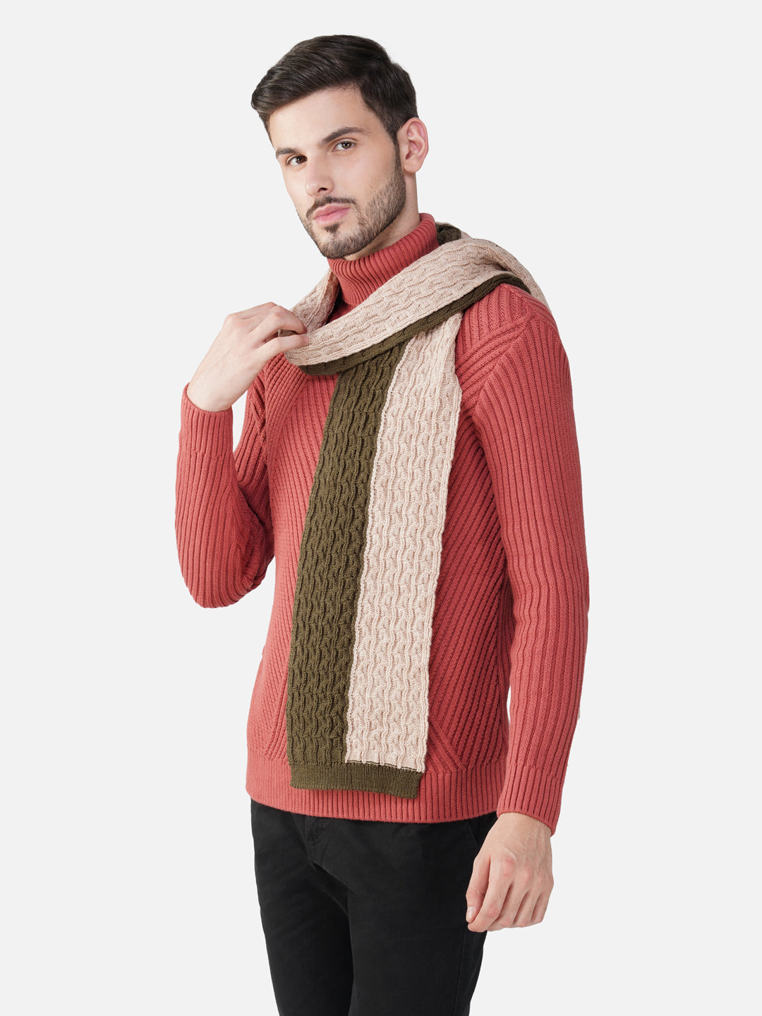Cable Knit Intarsia Muffler