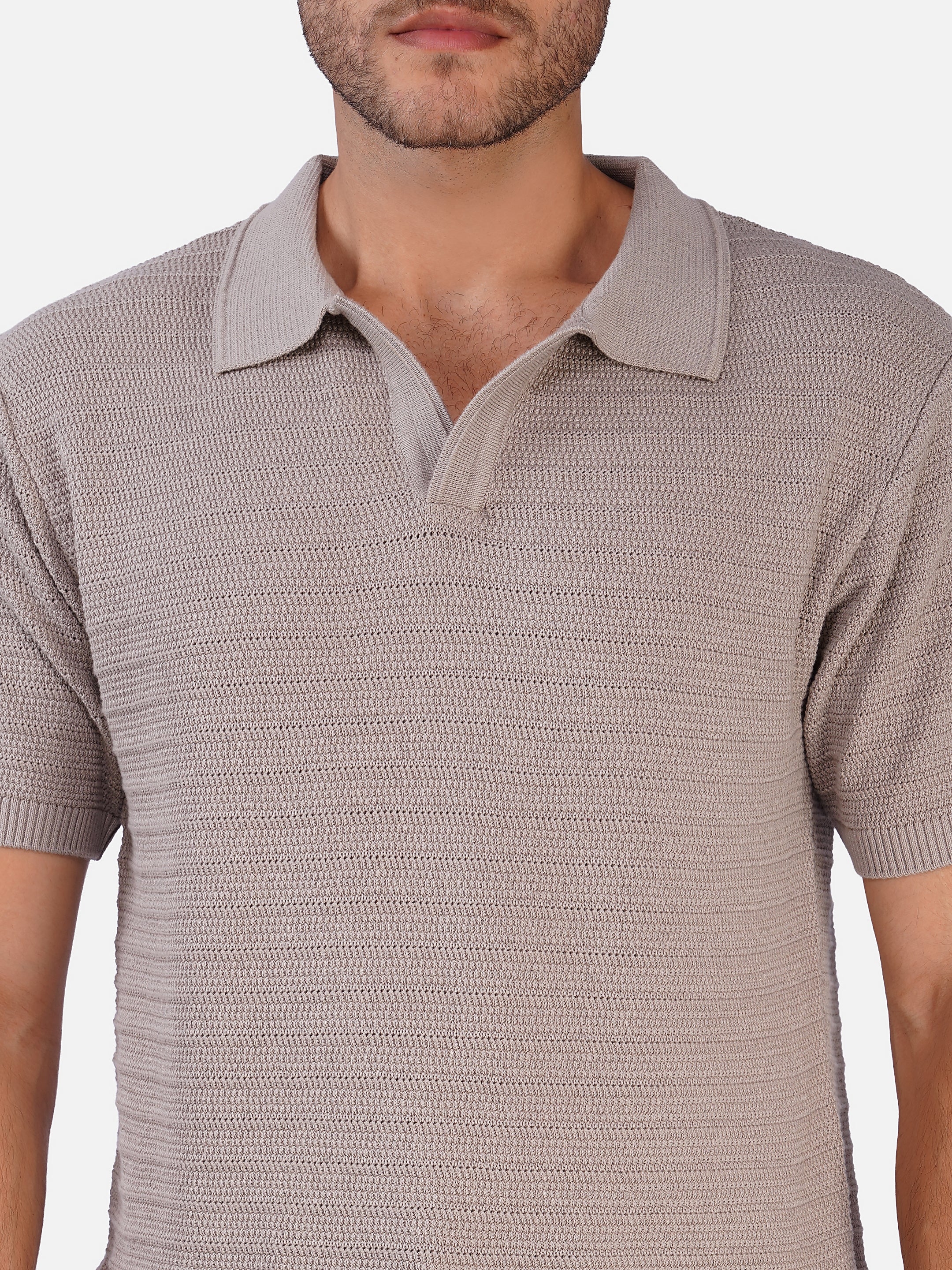 Ridge Knit Textured Polo