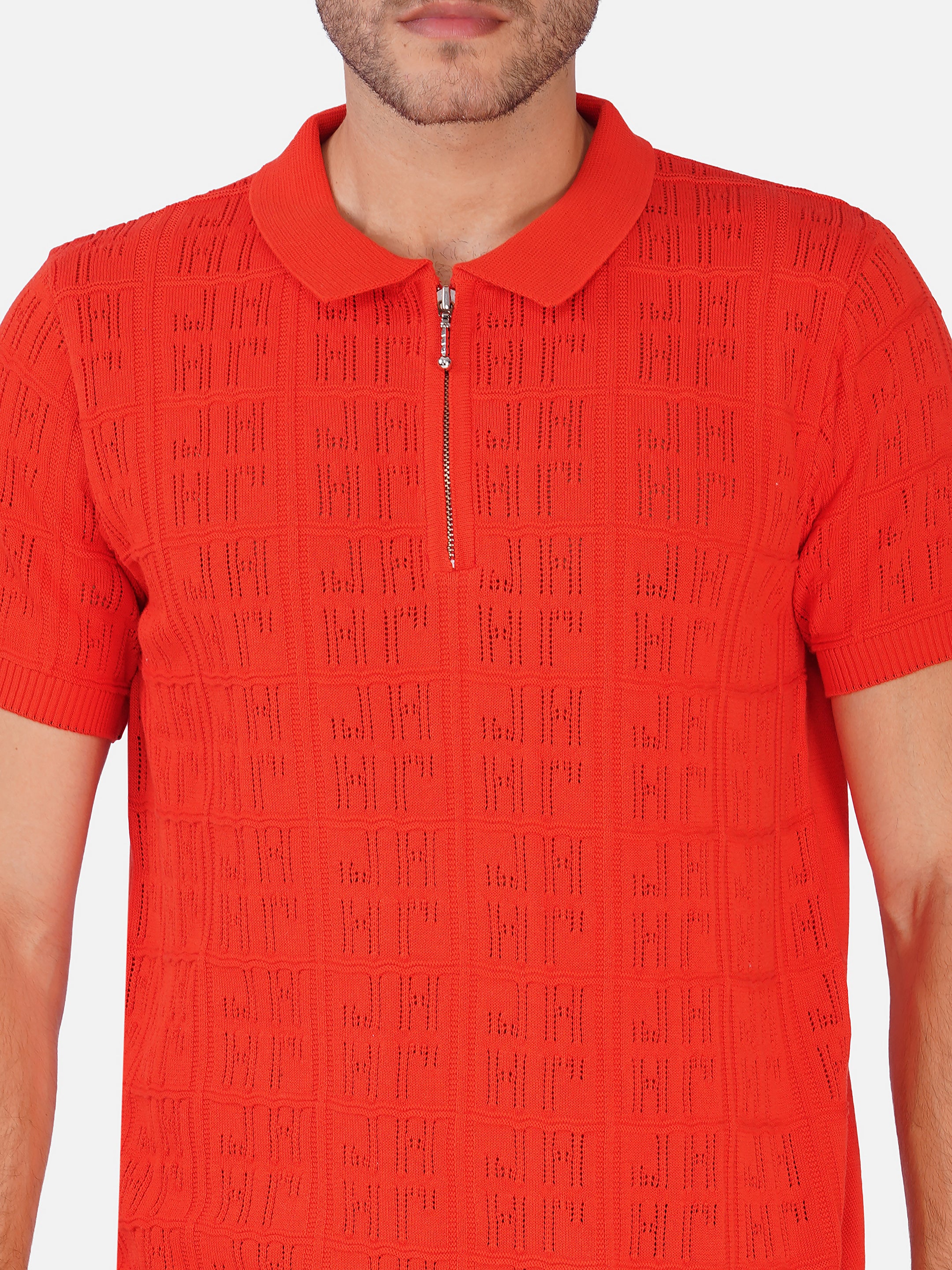 Joe Hazel Geometric Zipper Polo