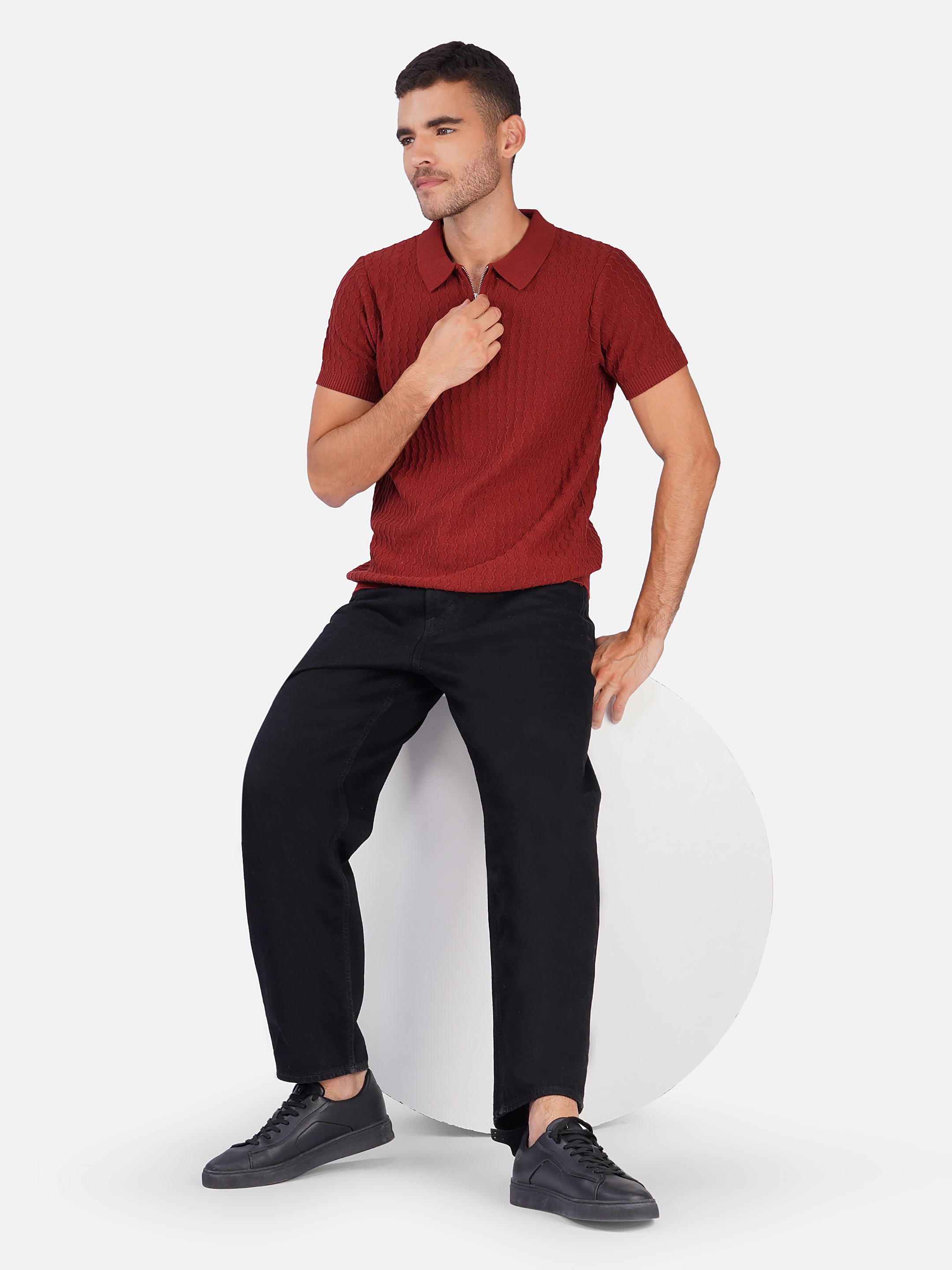 Classic Wavy Aran Zipper Polo