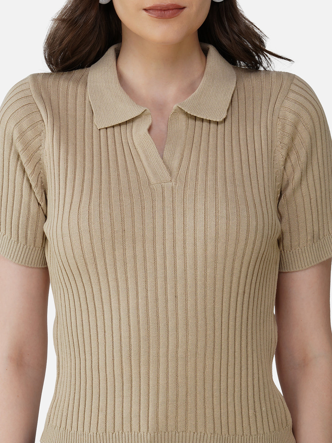 Ribbed Wafer Knit Polo