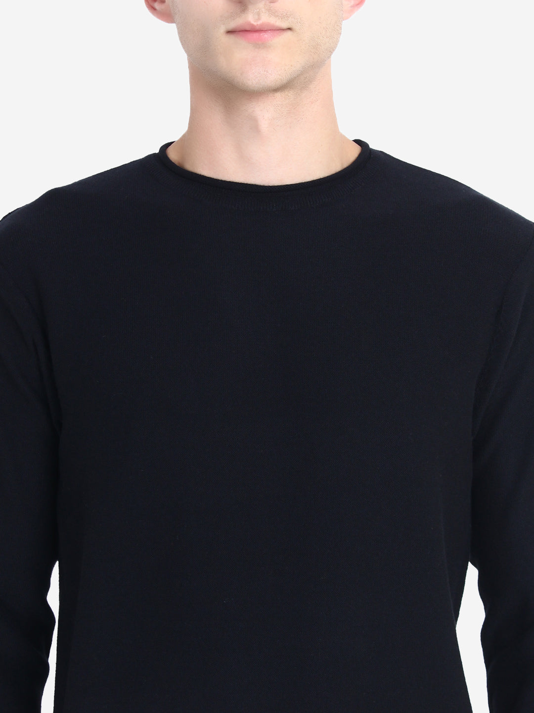 Men Solid Black Pullover