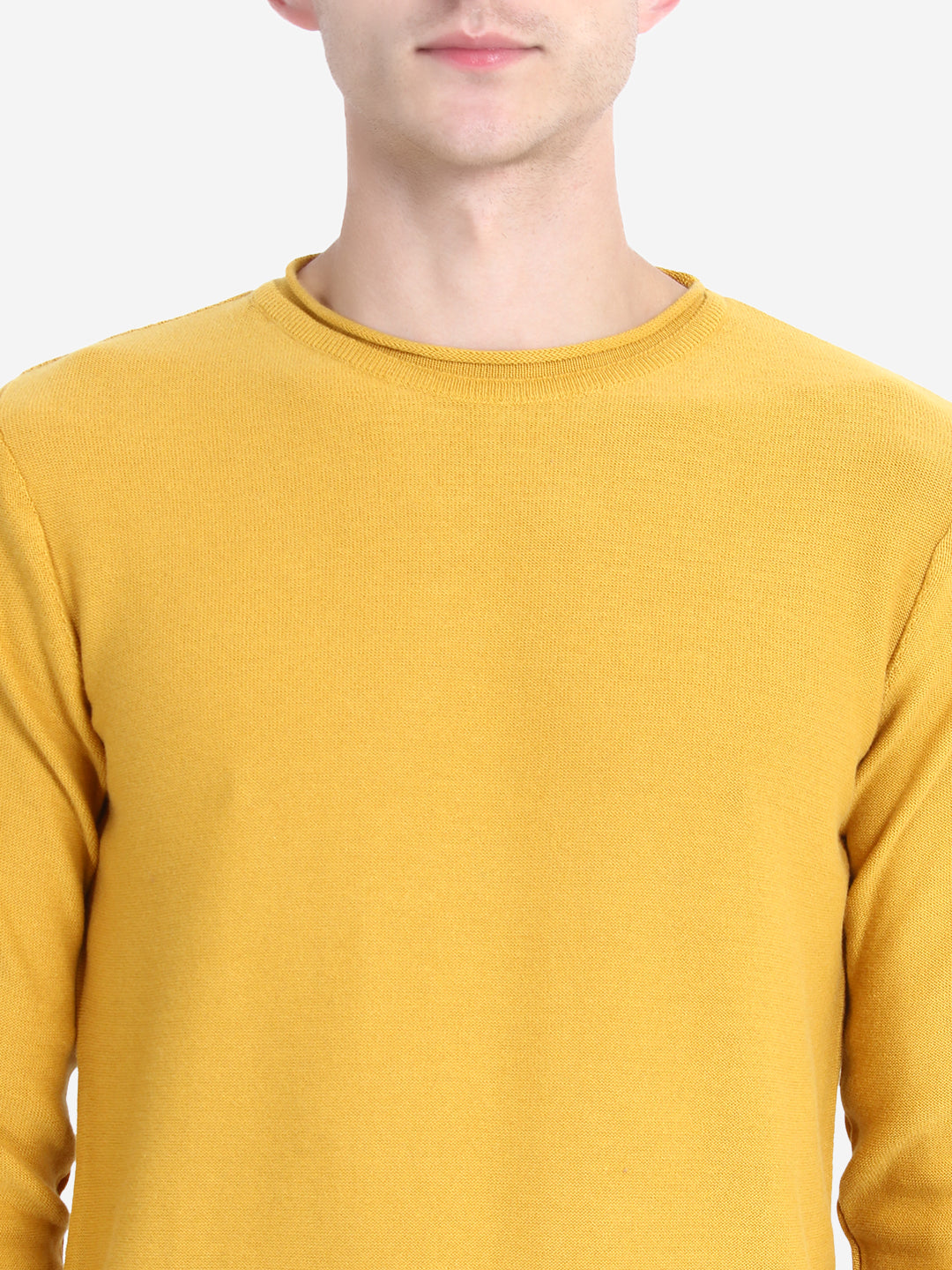 Men Solid Mustard Pullover
