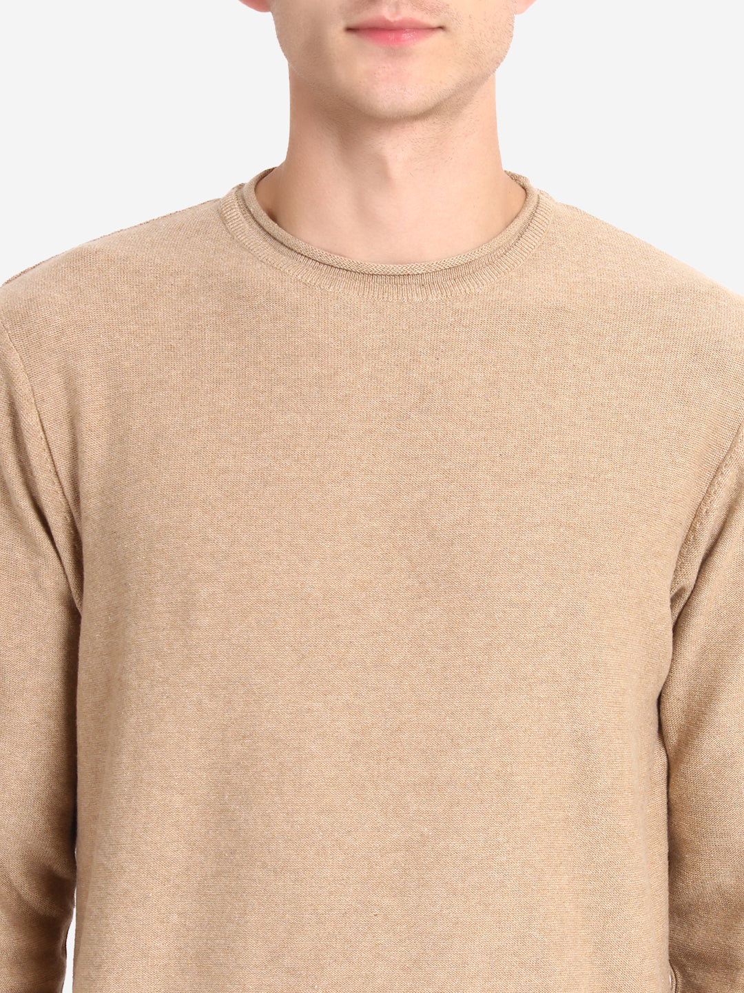Men Solid Tan Pullover