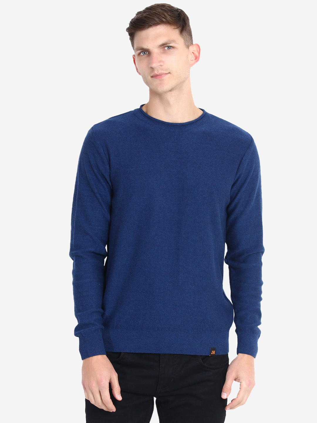 Men Solid Denim Pullover