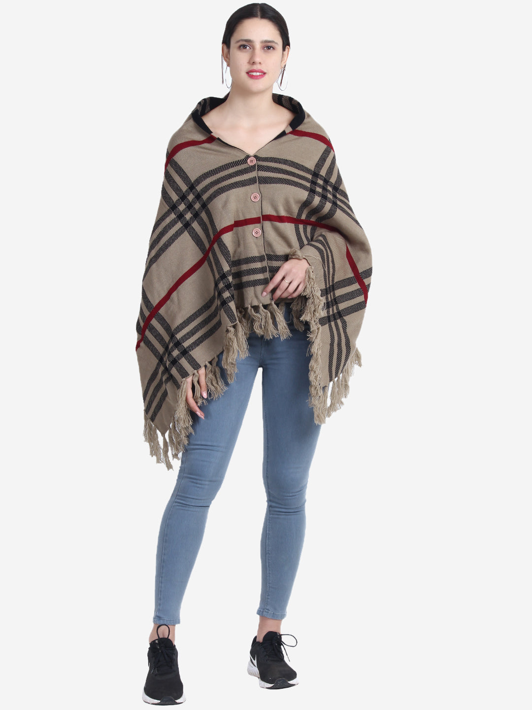 CHECKERED REVERSIBLE PONCHO