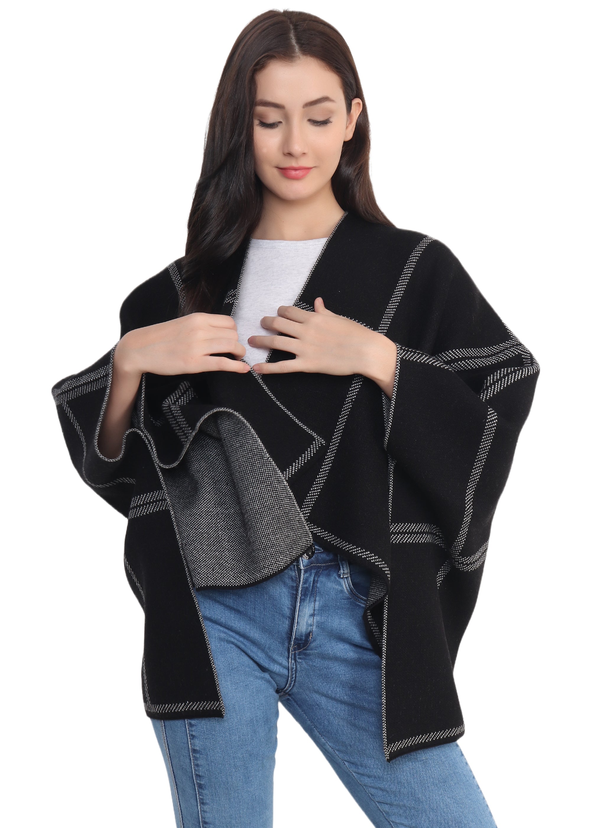 Black Vintage Cape Poncho