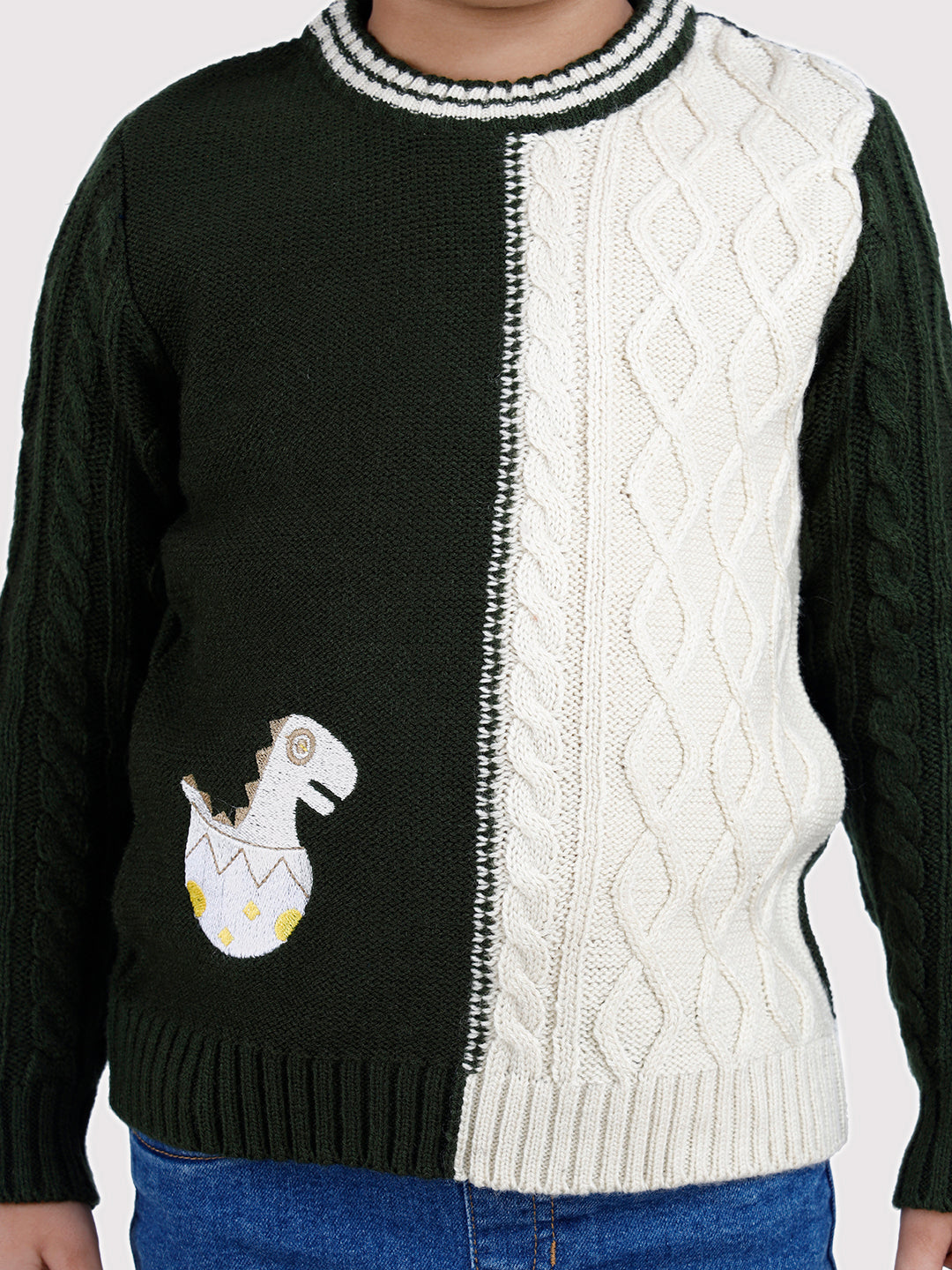 OLIVE BABY DINO PULLOVER