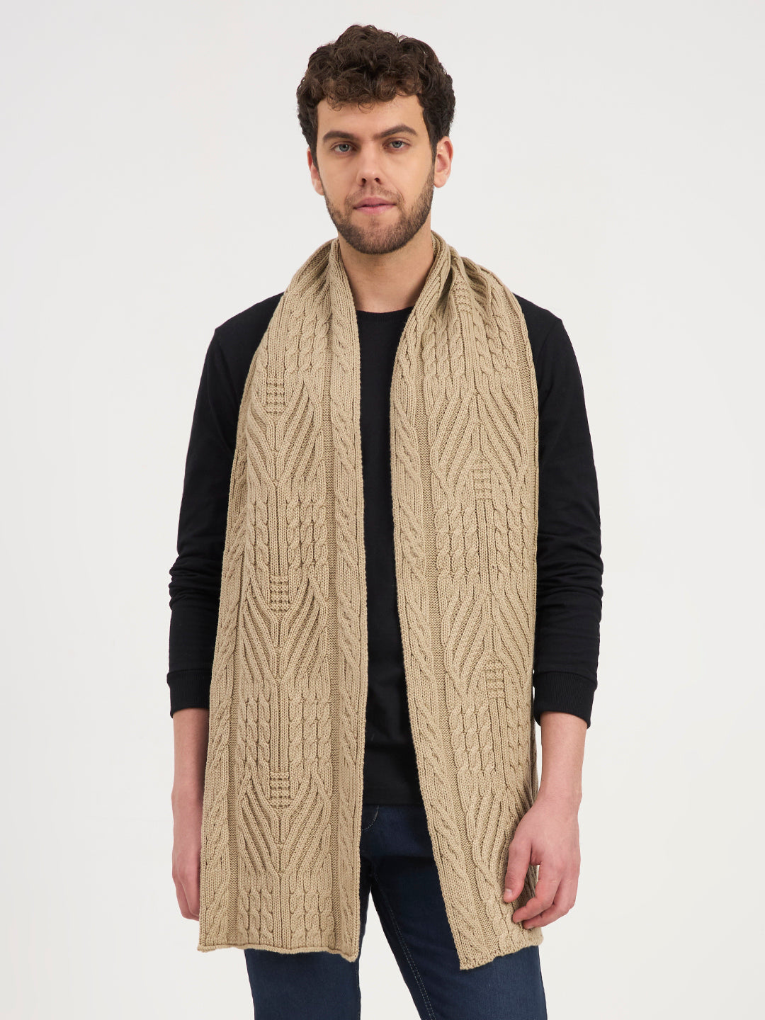 Beige Heritage Cable Scarf