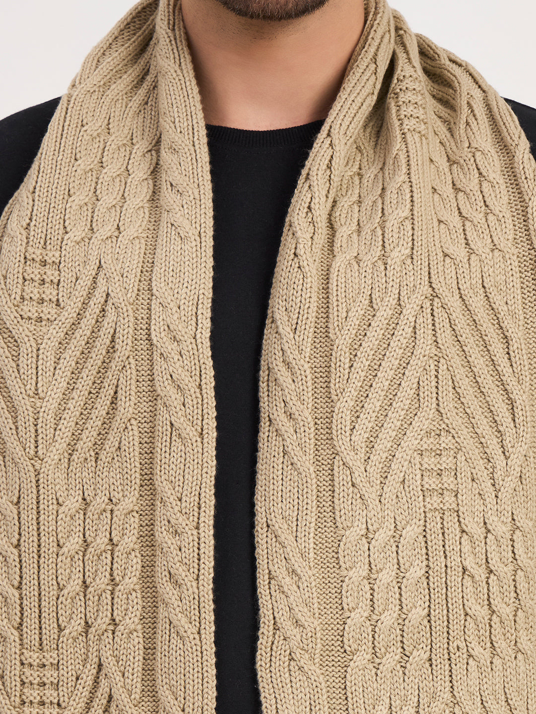 Beige Heritage Cable Scarf