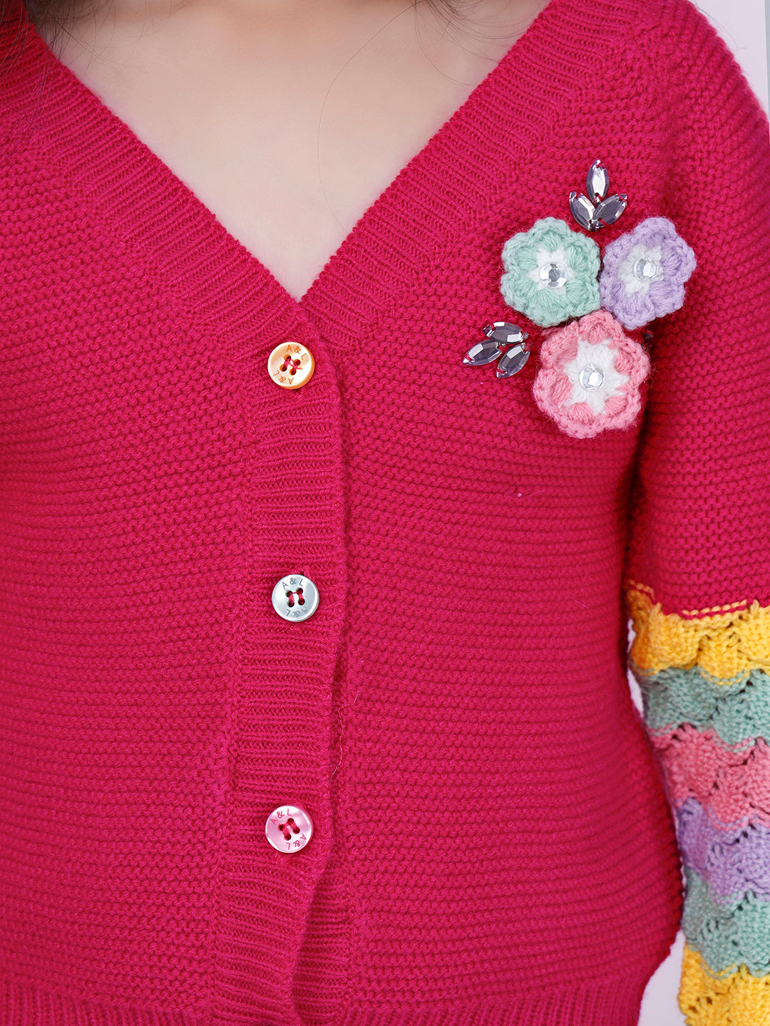 HOT PINK FLORET CARDIGAN