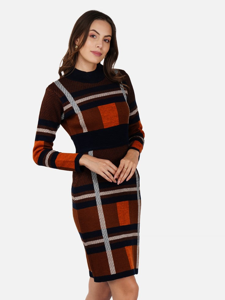 Tobacco Checkered Dress