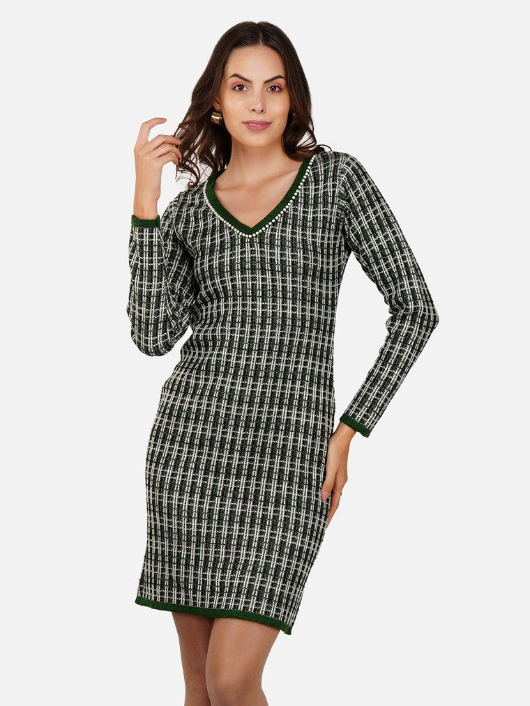 Kiwi Checkered Pearl Dress