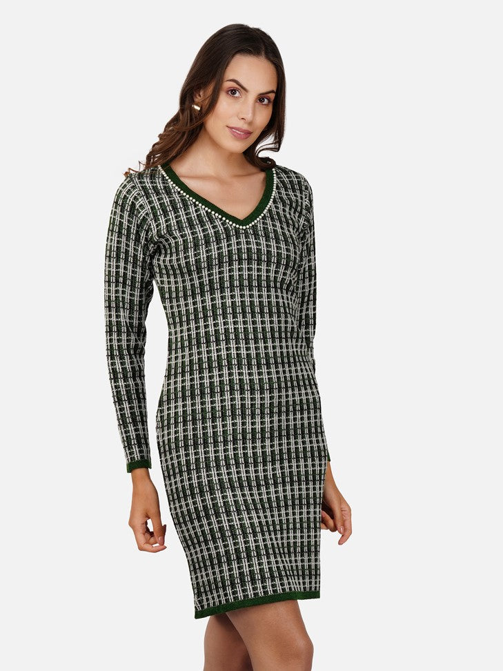 Kiwi Checkered Pearl Dress