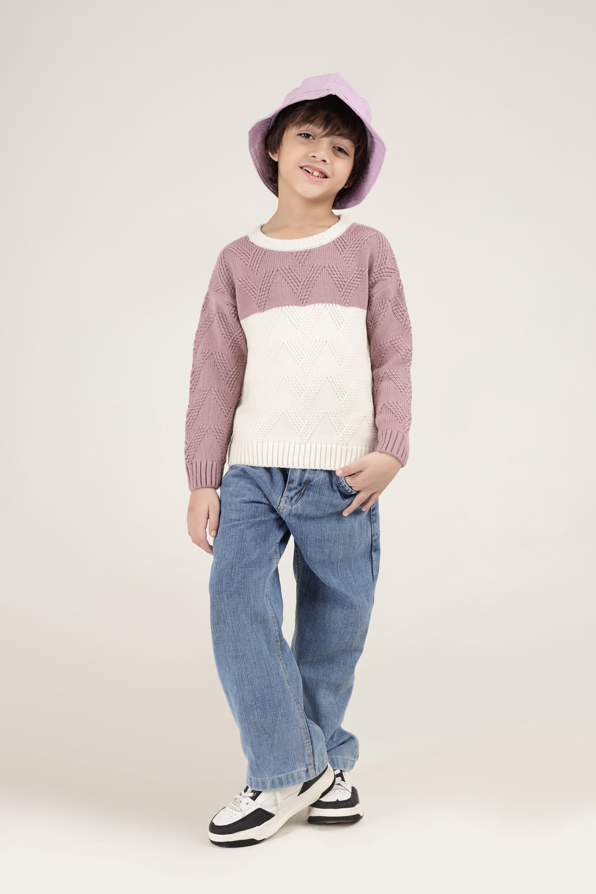 The Lavender & Cream Chevron Knit Pullover