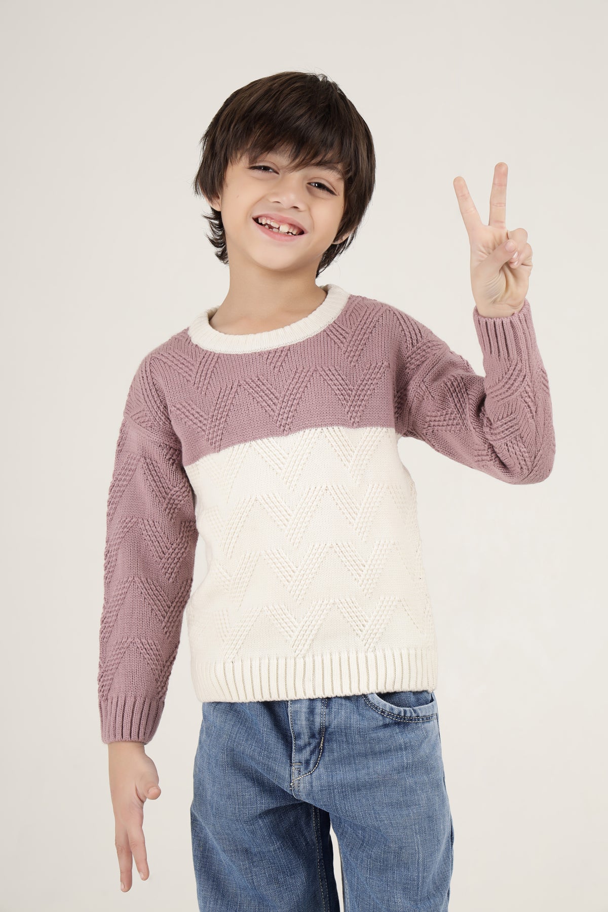 The Lavender & Cream Chevron Knit Pullover