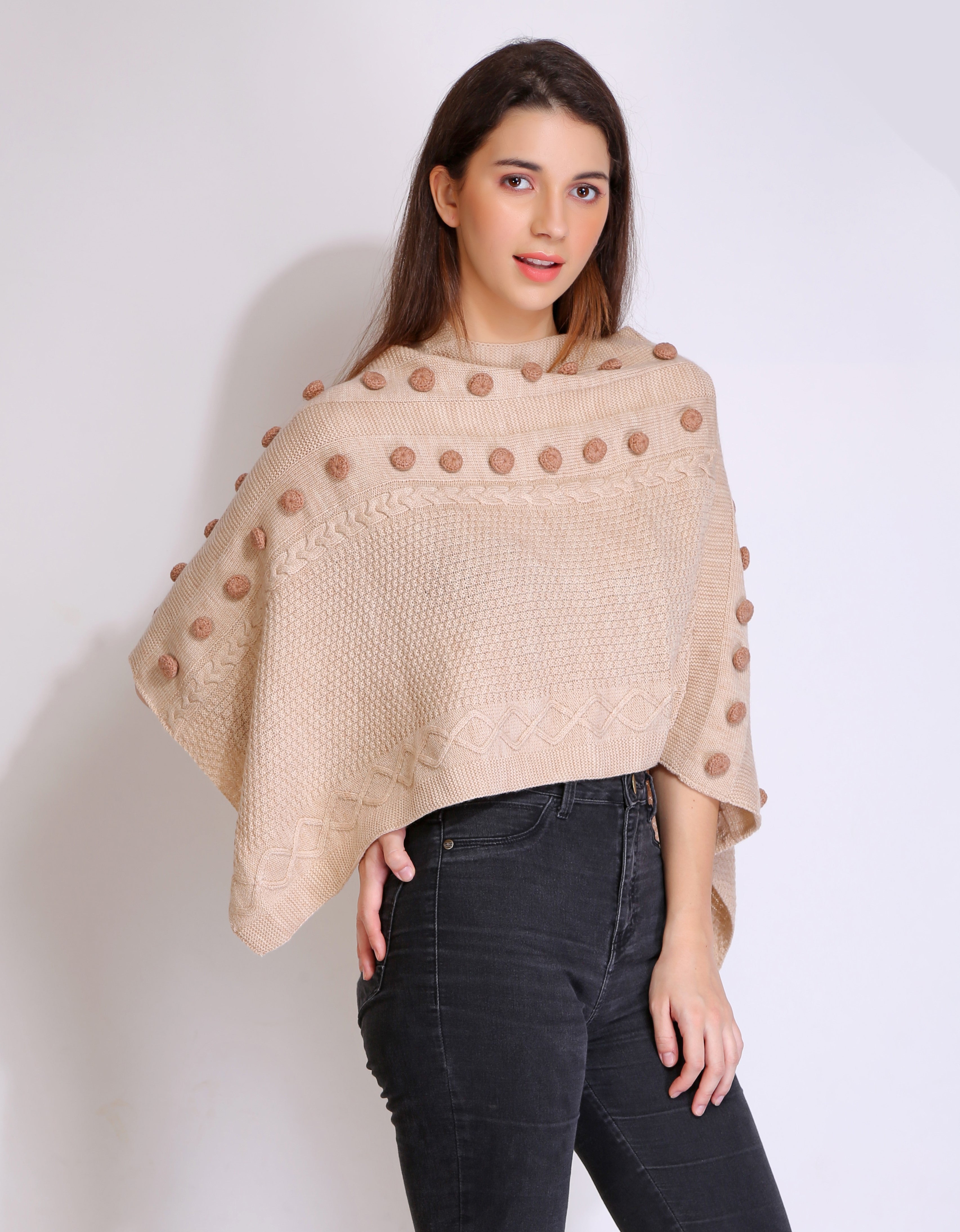 HAND CRAFTED BOBBLE PONCHO