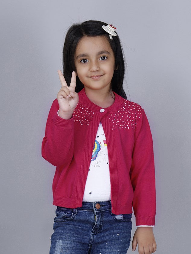 PINK STARRY CARDI