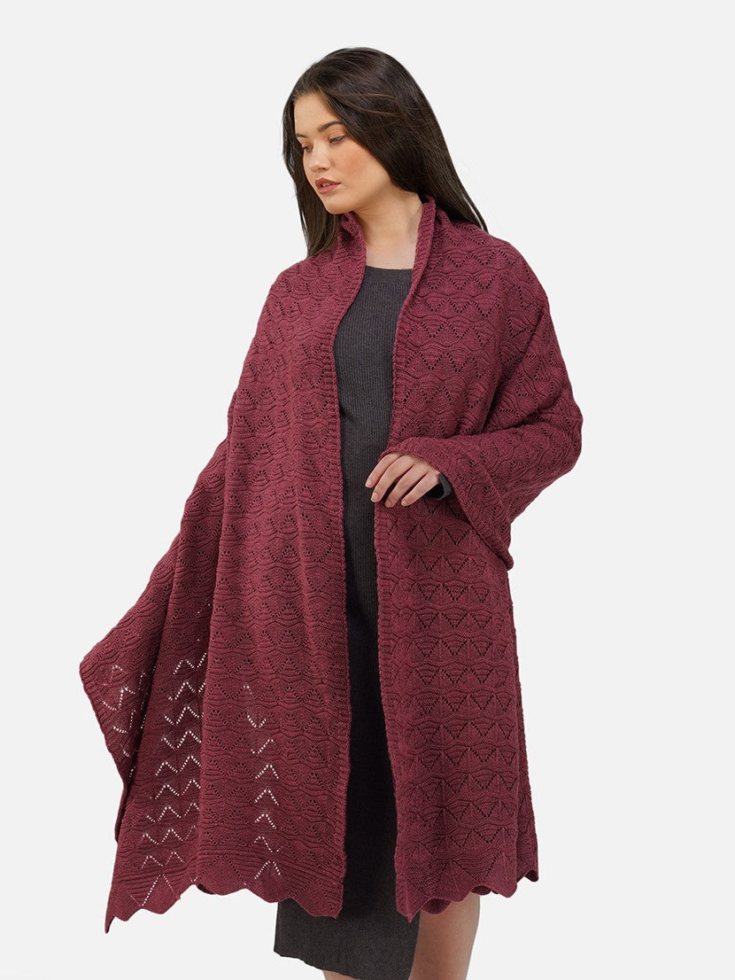 Rosewood Pointelle Shawl