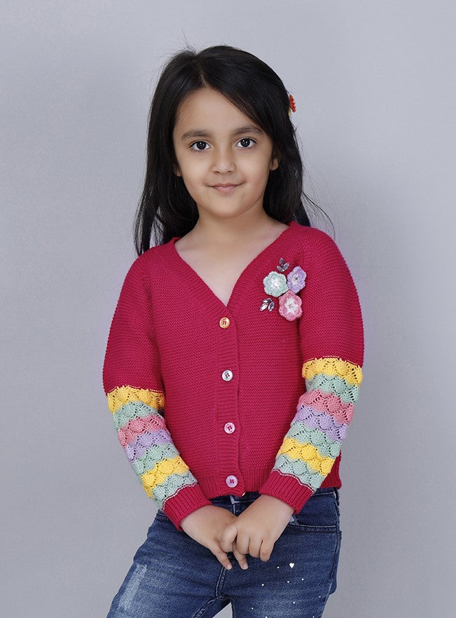 PINK FLORET CARDI