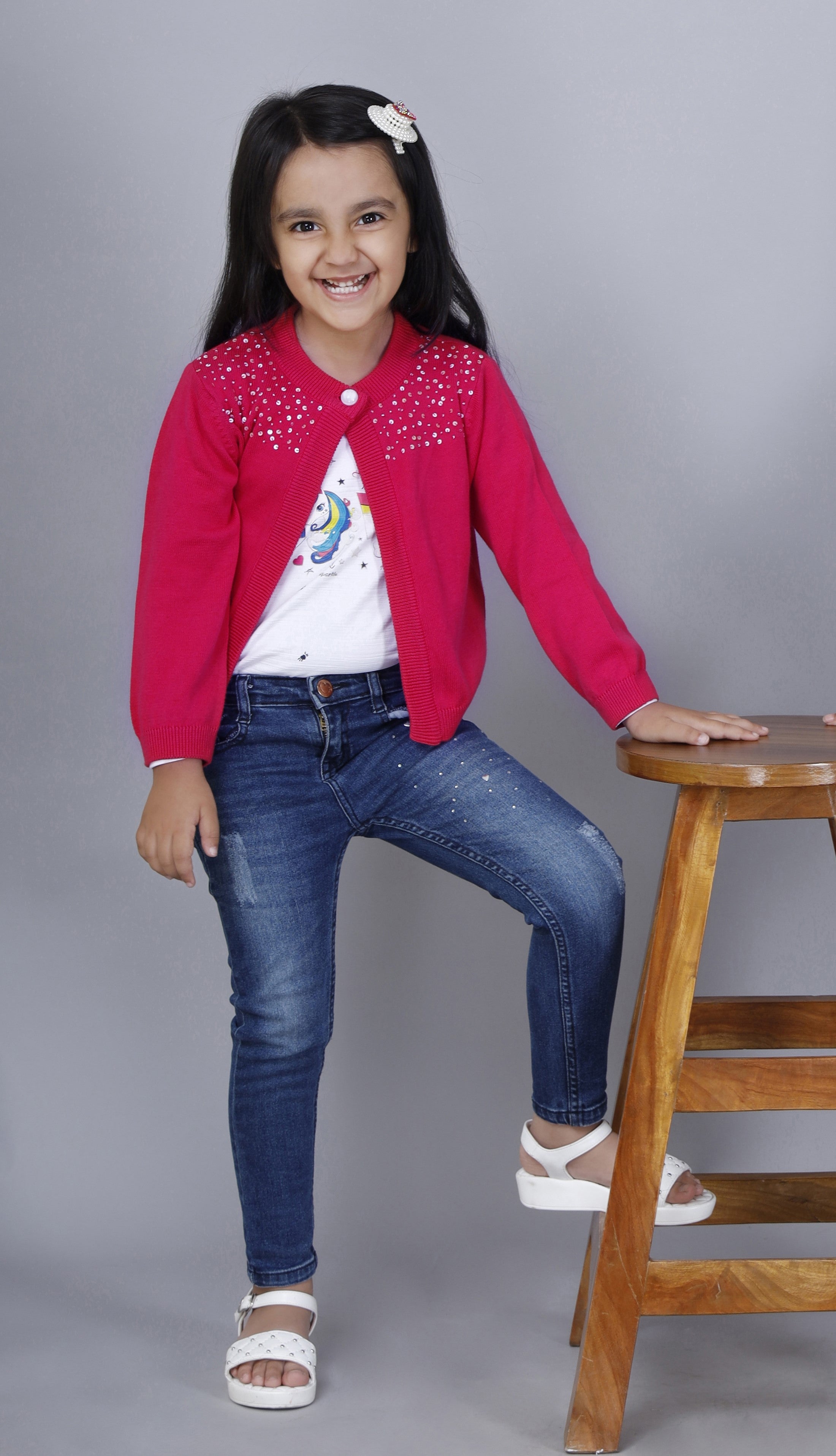 PINK STARRY CARDI