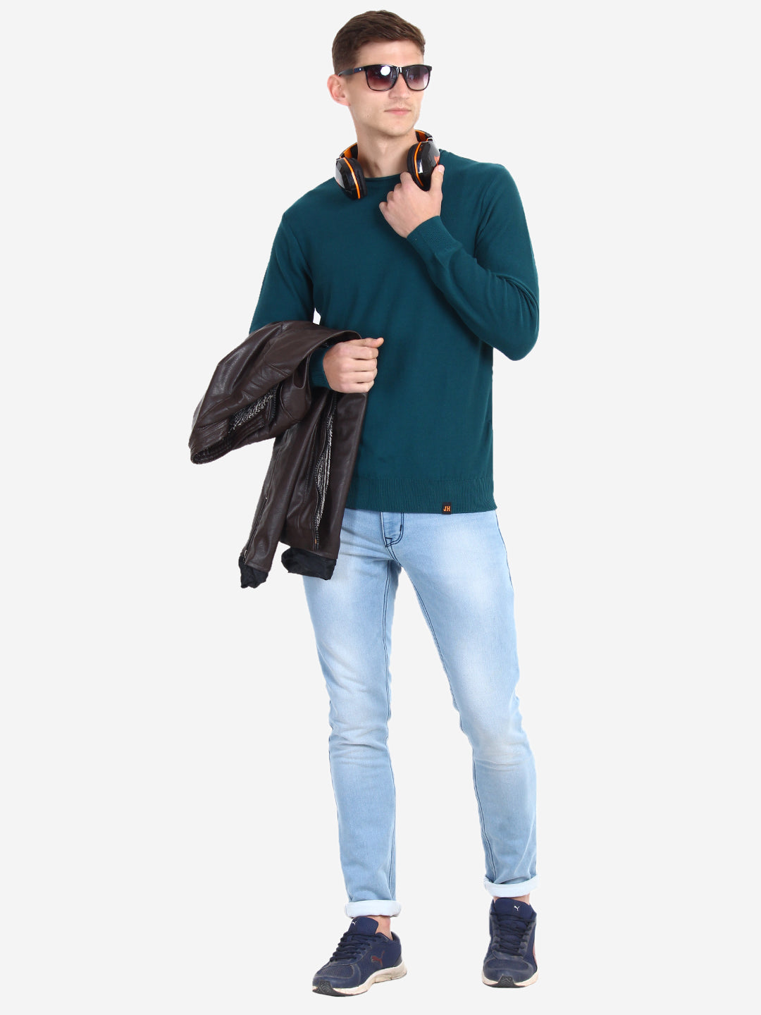 Men Solid Emerald Pullover