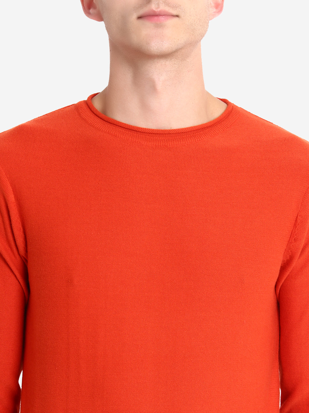 Men Solid Orange Pullover