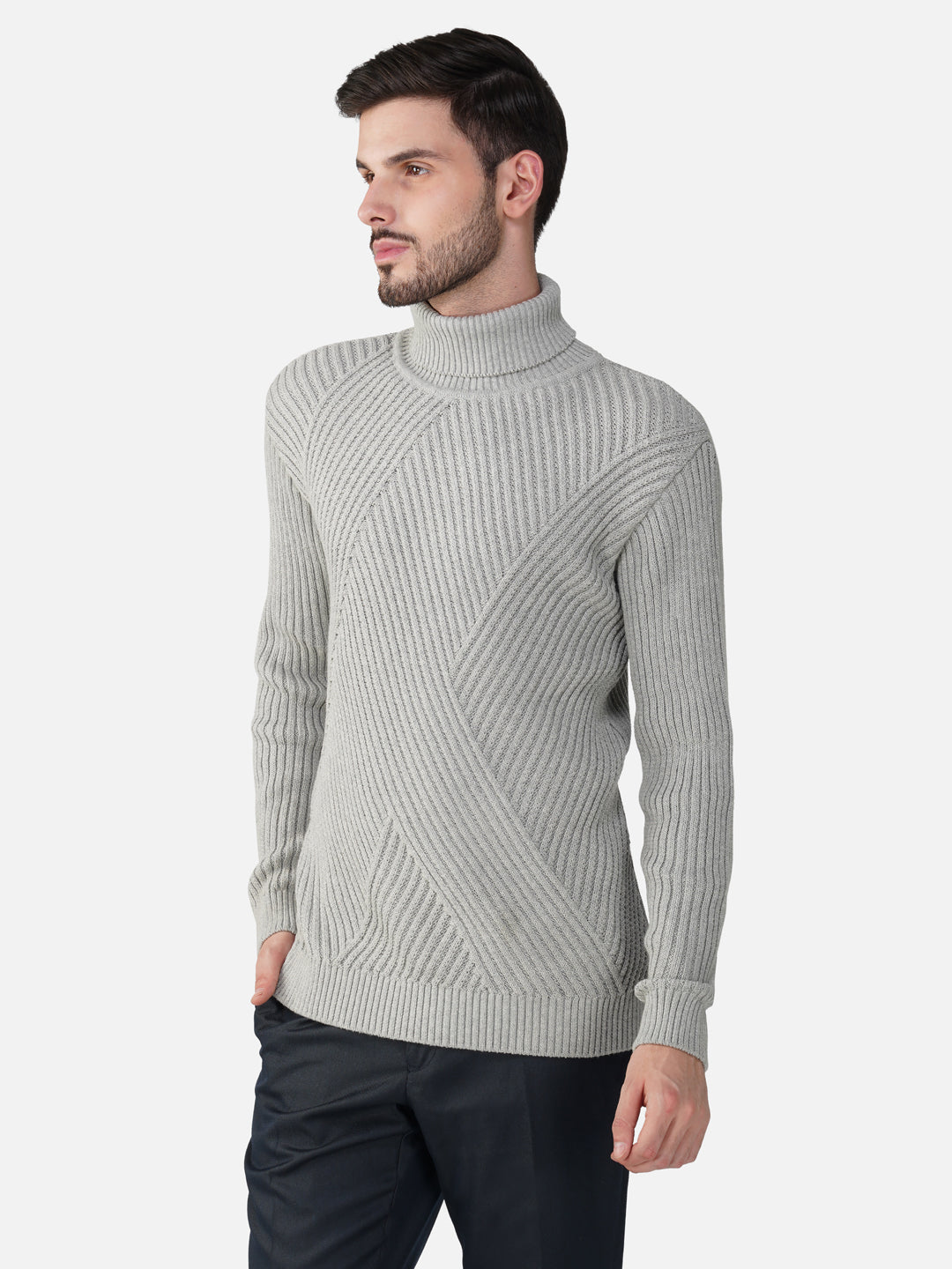 thehighlights ‘knit’ ensemble gray Cross Knit Turtleneck – Joe Hazel
