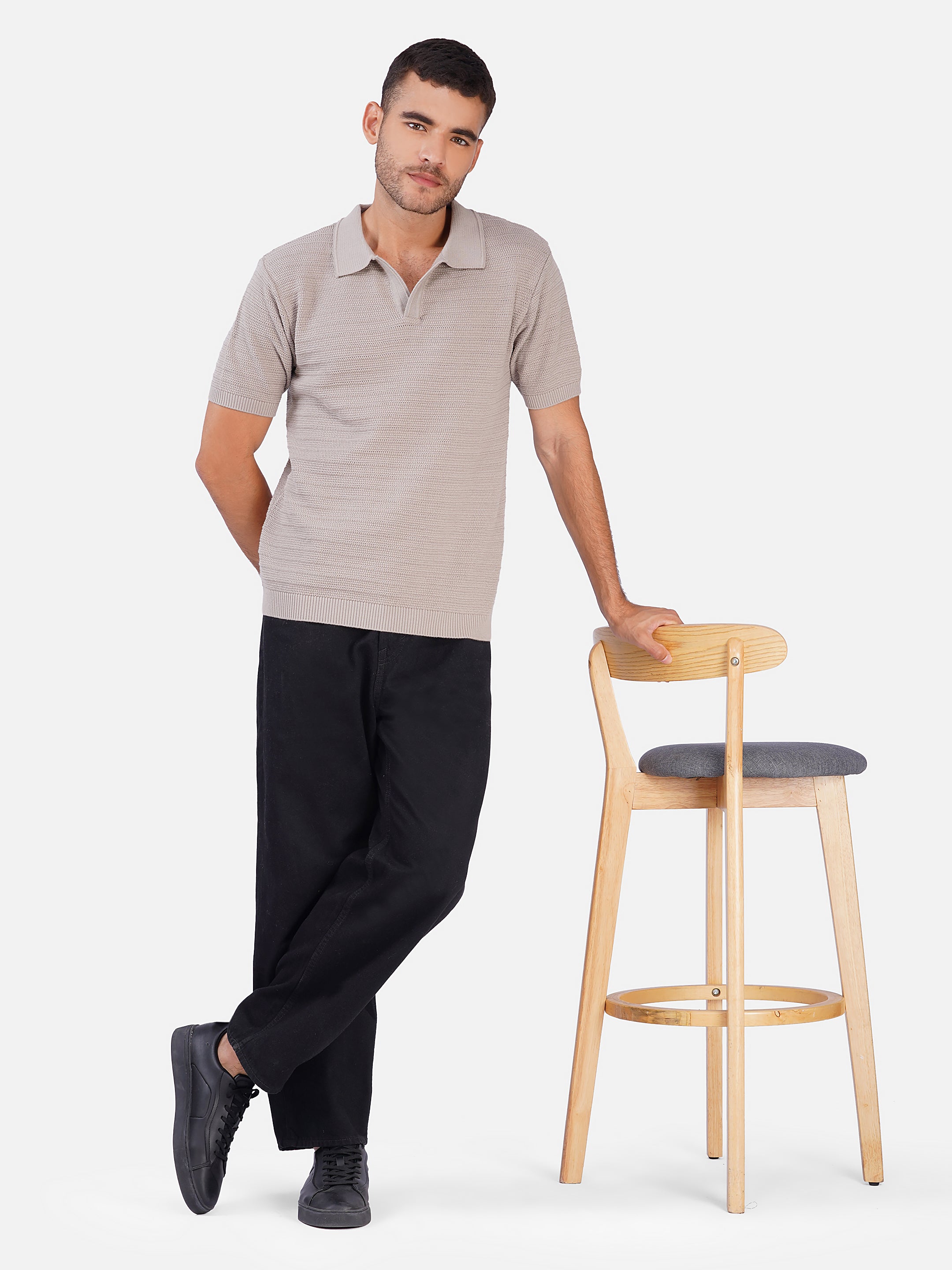 Ridge Knit Textured Polo