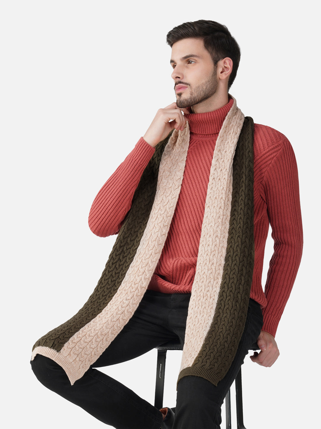 Cable Knit Intarsia Muffler