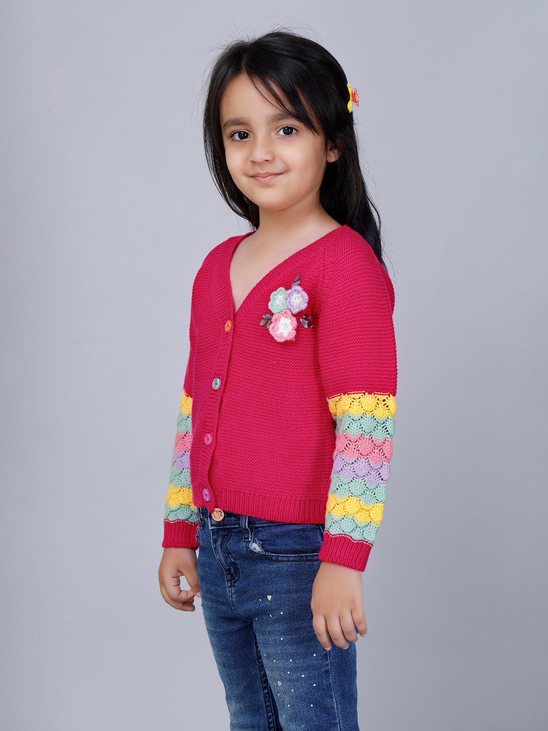 PINK FLORET CARDI