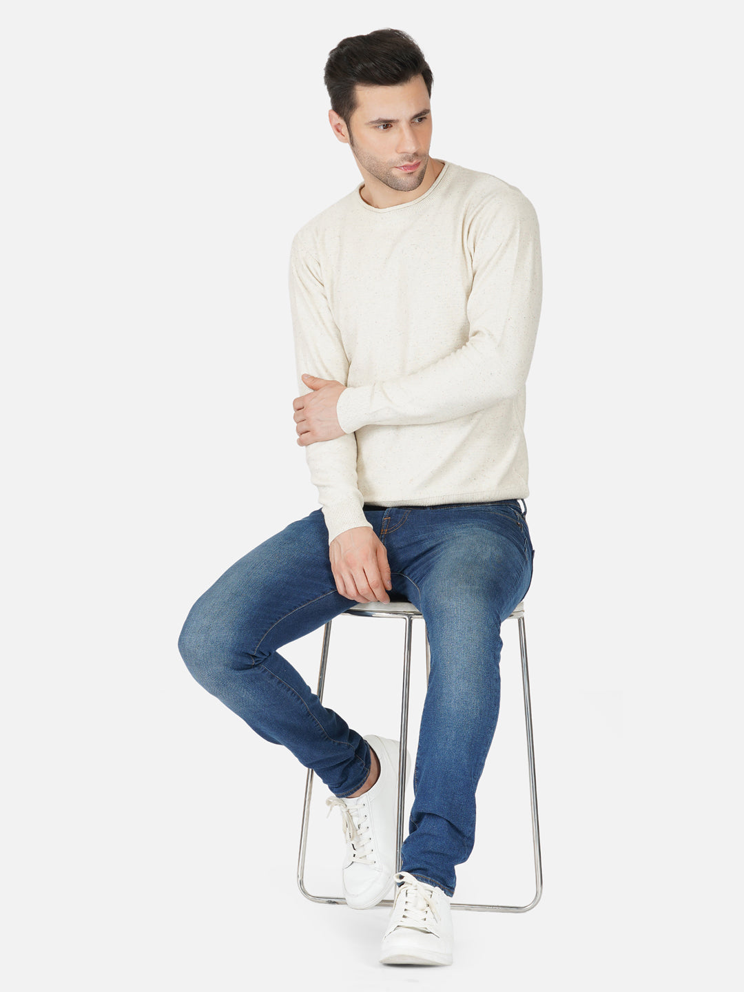 Men Solid Beige Pullover