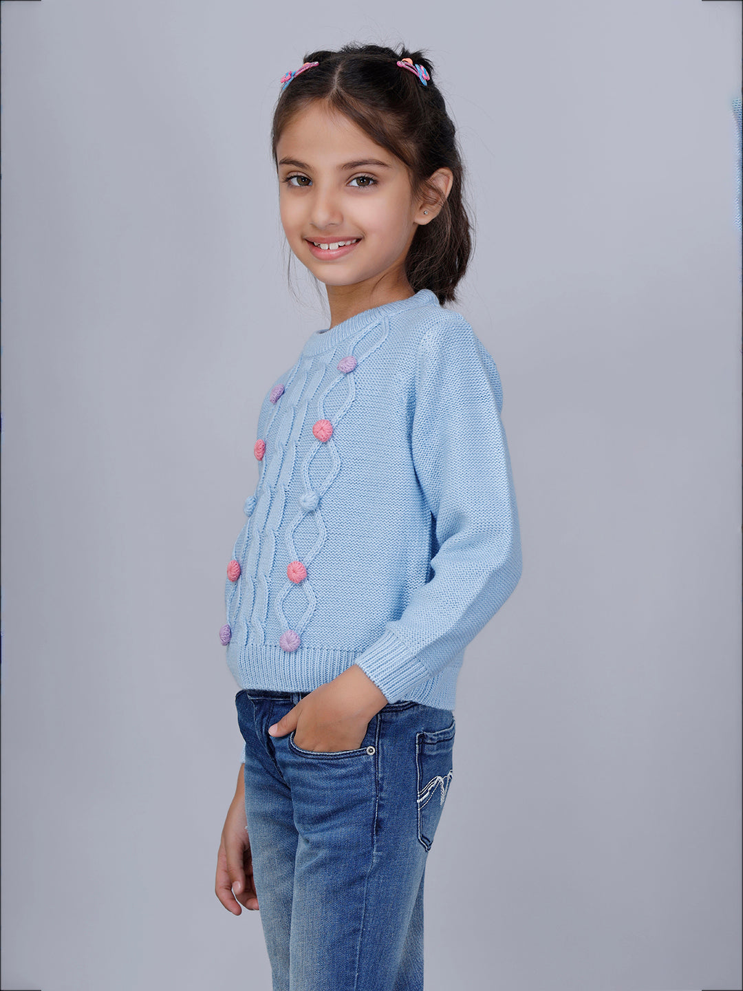 SKY BLUE BOBBLES JUMPER