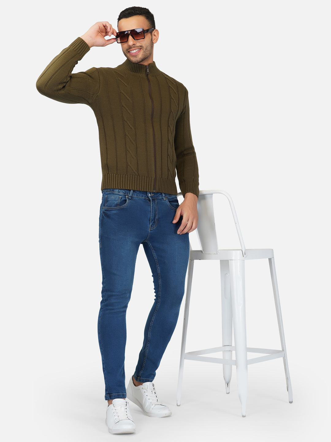 CABLE KNIT ZIPPER