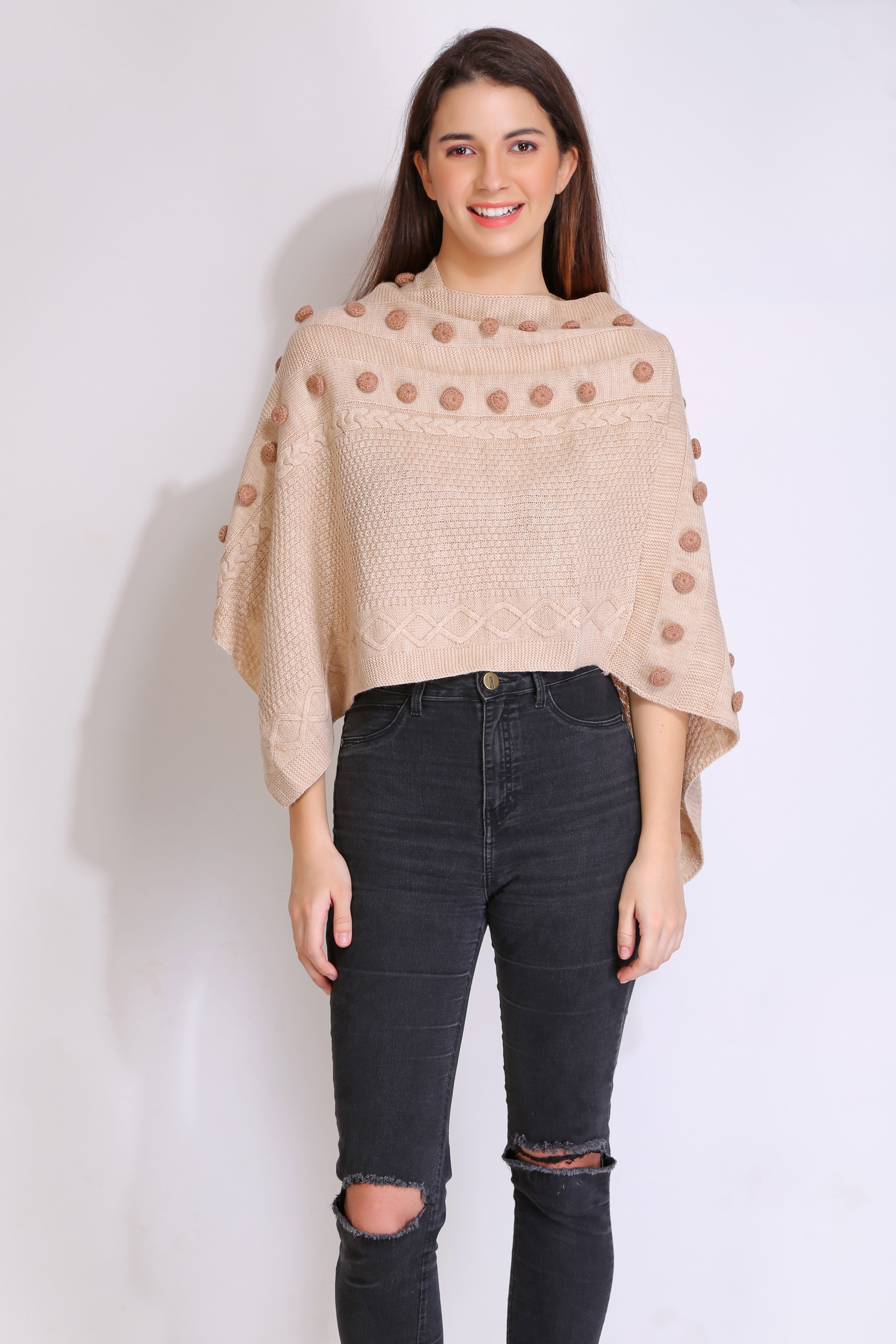 HAND CRAFTED BOBBLE PONCHO