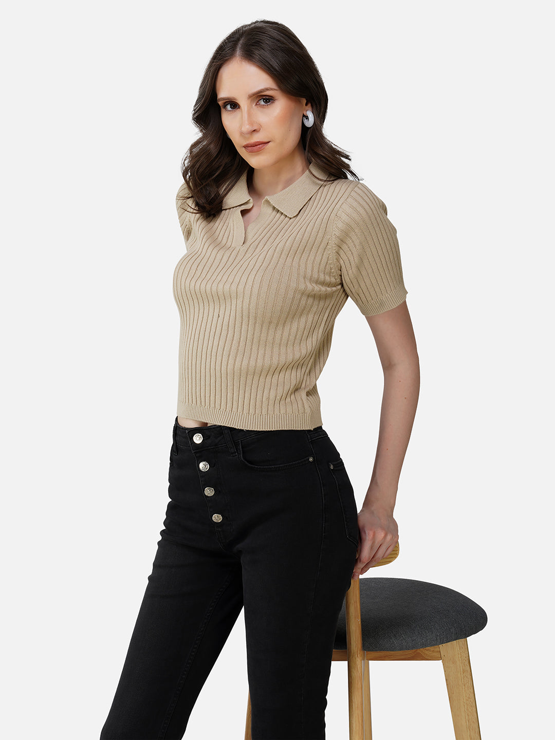 Ribbed Wafer Knit Polo