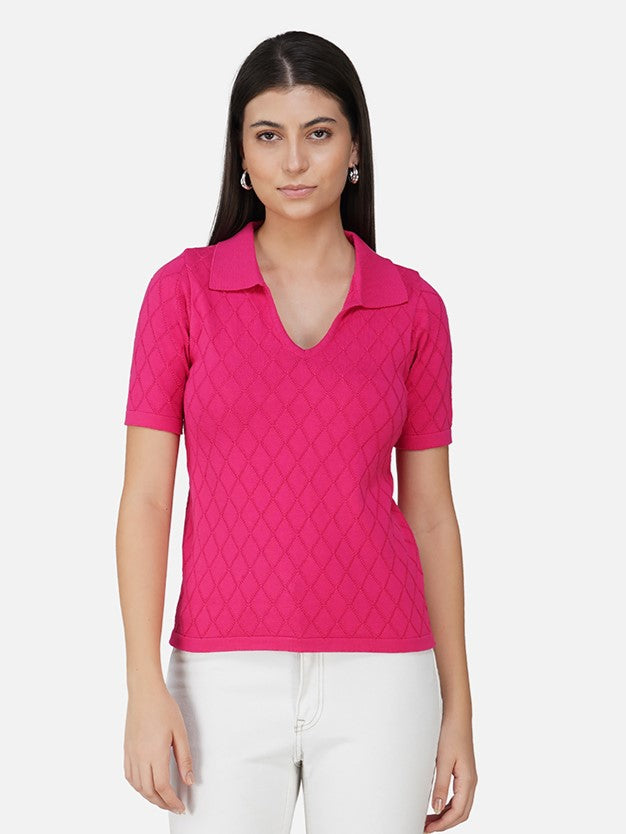 Cranberry Argyle Polo