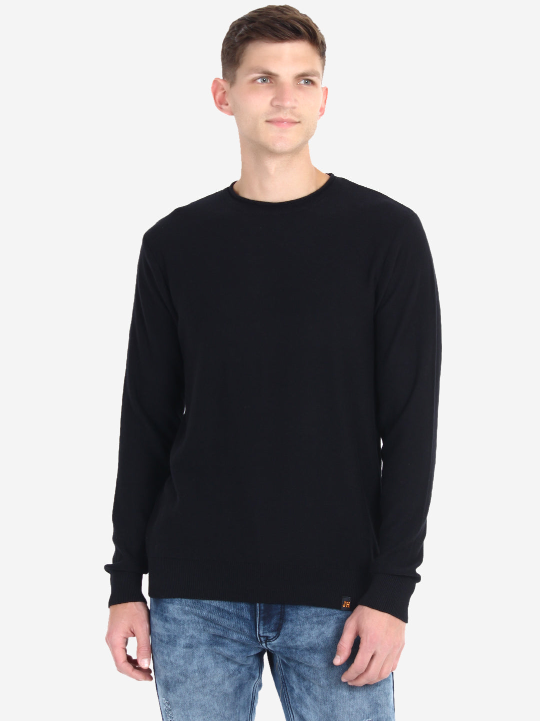 Men Solid Black Pullover