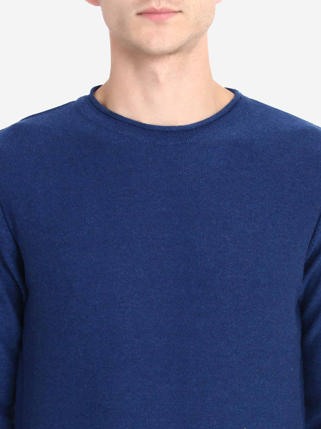 Men Solid Denim Pullover