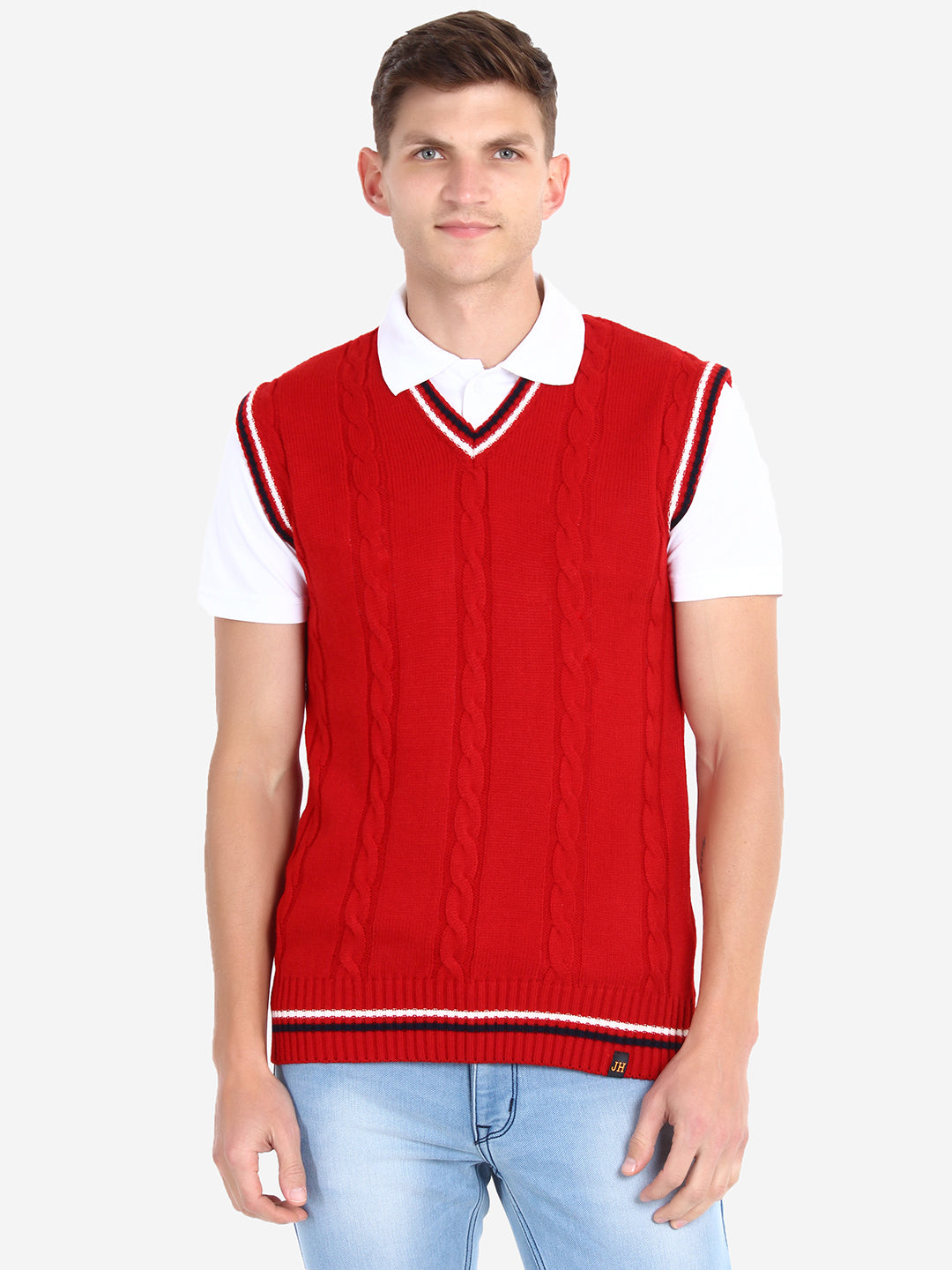 Men Red cricket sweater