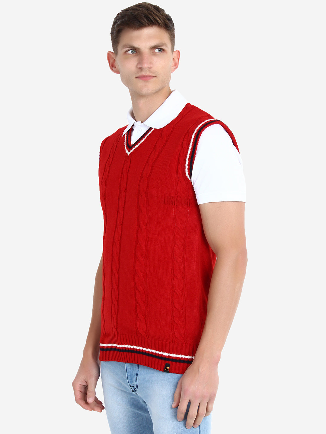 Men Red cricket sweater